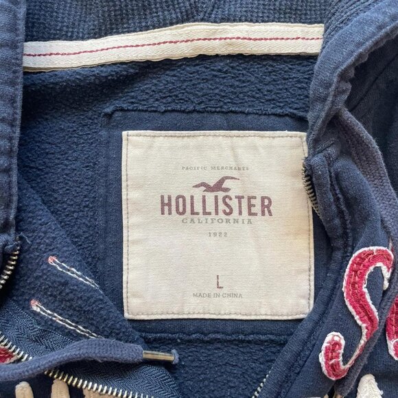 Navy Hollister Zip Up Hoodie - Picture 3 of 7